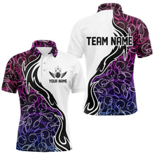 Load image into Gallery viewer, Blue Purple Pink Bowling Pattern Custom Bowling Team Men Polo Shirts, Bowling League Shirt IPHW8869