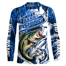 Load image into Gallery viewer, Personalized Largemouth Bass Long Sleeve Performance Fishing Shirts, Bass Fishing Jersey | Blue Camo IPHW6364