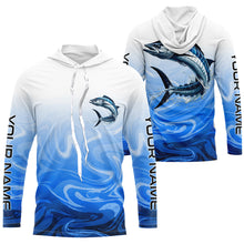 Load image into Gallery viewer, Wahoo Fishing Custom Long Sleeve Performance Shirts, Wahoo Saltwater Fishing Apparel | Blue Camo IPHW6367