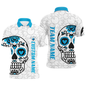 Custom Multi-Color Sugar Skull Tattoo Bowling Shirts For Men And Women, Custom Bowling Tournament Team Shirts IPHW6601