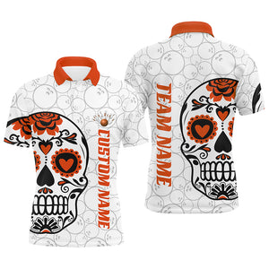 Custom Multi-Color Sugar Skull Tattoo Bowling Shirts For Men And Women, Custom Bowling Tournament Team Shirts IPHW6601