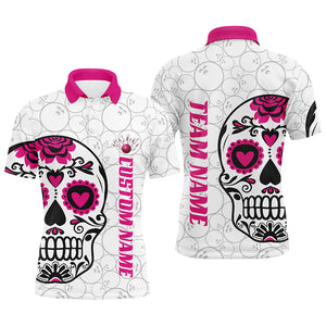 Custom Multi-Color Sugar Skull Tattoo Bowling Shirts For Men And Women, Custom Bowling Tournament Team Shirts IPHW6601