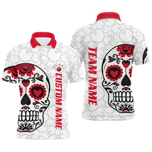 Custom Multi-Color Sugar Skull Tattoo Bowling Shirts For Men And Women, Custom Bowling Tournament Team Shirts IPHW6601