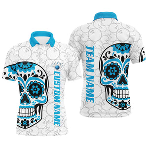 Custom Multi-Color Sugar Skull Tattoo Bowling Shirts For Men And Women, Custom Bowling Tournament Team Shirts IPHW6602