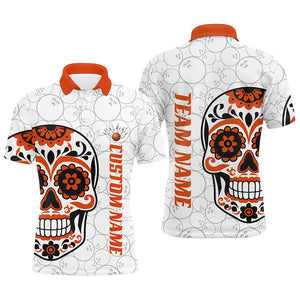 Custom Multi-Color Sugar Skull Tattoo Bowling Shirts For Men And Women, Custom Bowling Tournament Team Shirts IPHW6602