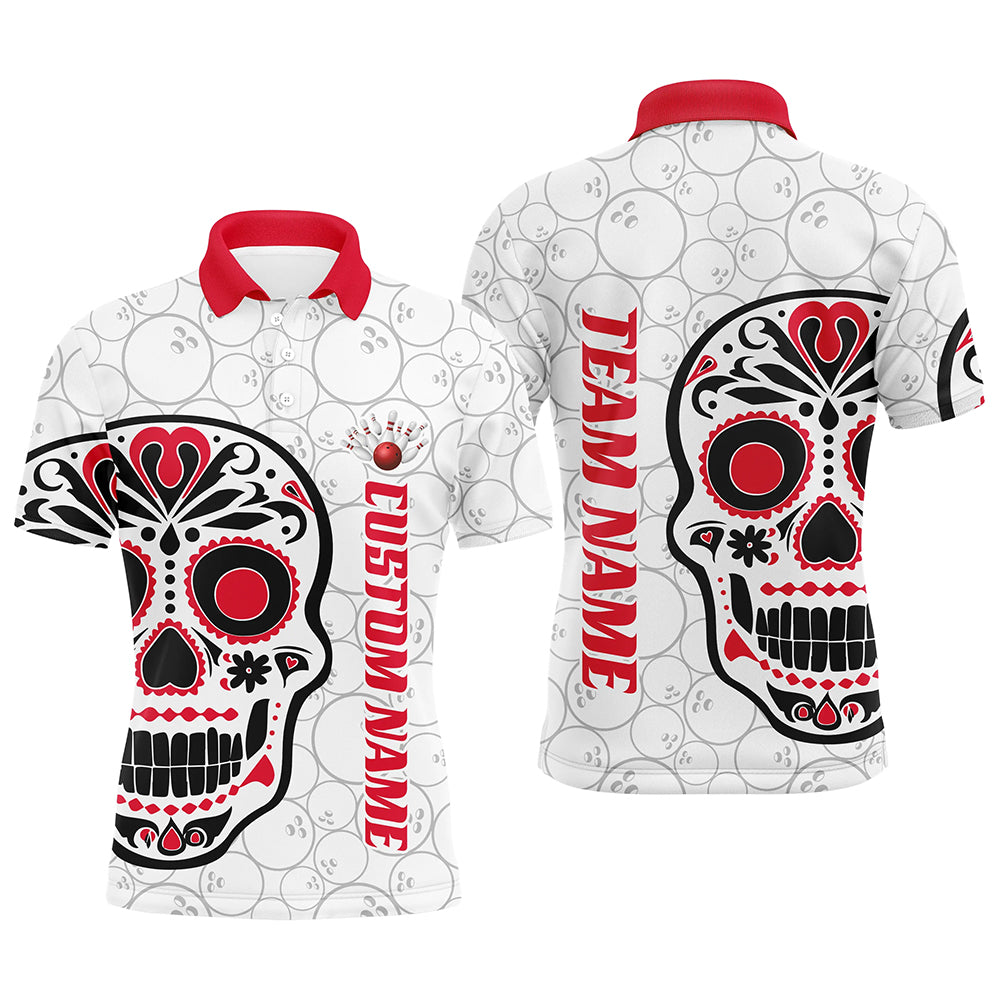 Custom Multi-Color Sugar Skull Tattoo Bowling Shirts For Men And Women, Custom Bowling Tournament Team Shirts IPHW6604