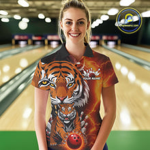 Load image into Gallery viewer, Custom Thunder Lightning Tiger Bowling Polo Shirts For Women, Bowling Team Outfit IPHW9093