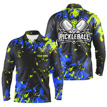 Load image into Gallery viewer, Green And Blue Custom Pickleball Team Shirts, Custom Pickleball Polo Shirts For Men IPHW6917