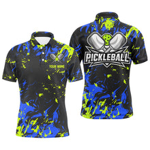 Load image into Gallery viewer, Green And Blue Custom Pickleball Team Shirts, Custom Pickleball Polo Shirts For Men IPHW6917