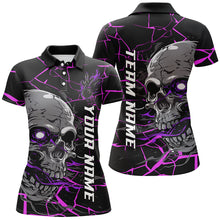 Load image into Gallery viewer, Custom Purple And Pink Halloween Skull Bowling Shirts For Women, Outfit Bowling For Team IPHW7094