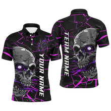 Load image into Gallery viewer, Custom Purple And Pink Halloween Skull Bowling Shirts For Men, Outfit Bowling For Team IPHW7094