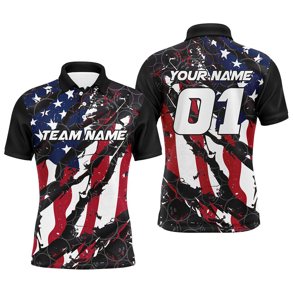 Personalized American Flag Patriotic Bowling Shirt For Men With Custom Name, Team Name, Number IPHW7100