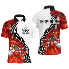 Load image into Gallery viewer, Custom Red Flame Bowling Polo Shirts For Men, Bowling Team Jerseys Bowler Outfit IPHW5214