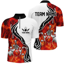 Load image into Gallery viewer, Custom Red Flame Bowling Polo Shirts For Men, Bowling Team Jerseys Bowler Outfit IPHW5214
