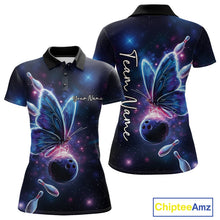 Load image into Gallery viewer, Custom Galaxy Butterfly Bowling Women Polo Shirts, Ladies Bowling Team Outfit IPHW10242
