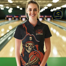 Load image into Gallery viewer, Custom Black And Orange Pirate Bowling Women Polo Shirt, Pirate Bowling Team Jerseys IPHW10709