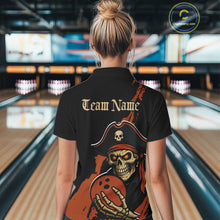 Load image into Gallery viewer, Custom Black And Orange Pirate Bowling Women Polo Shirt, Pirate Bowling Team Jerseys IPHW10709