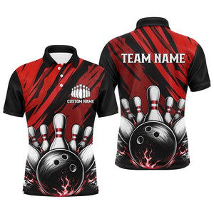 Custom Red Strike Bowling Team Jerseys For Men And Women, Unisex 10 Pin Bowling Tournament Shirts IPHW6058