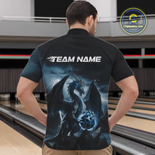 Load image into Gallery viewer, Custom Black And Blue Thunder Lightning Dragon Bowling Men Quarter-Zip Shirts, Team Outfit IPHW9099