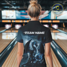 Load image into Gallery viewer, Custom Black And Blue Thunder Lightning Dragon Bowling Women Quarter-Zip Shirts IPHW9099