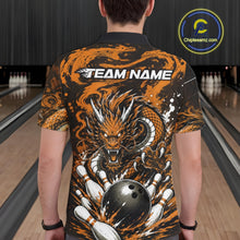 Load image into Gallery viewer, Person wearing a bowling shirt with a dragon design and 'Team Name' text in a bowling alley.