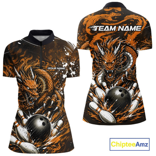 Bowling shirt with dragon design and 'Team Name' text, featuring Chiptee Amz branding.
