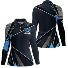 Load image into Gallery viewer, Black And Blue Personalized Pickleball Jerseys for women, Pickleball Polo Shirts Uniform IPHW6924