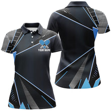 Load image into Gallery viewer, Black And Blue Personalized Pickleball Jerseys for women, Pickleball Polo Shirts Uniform IPHW6924