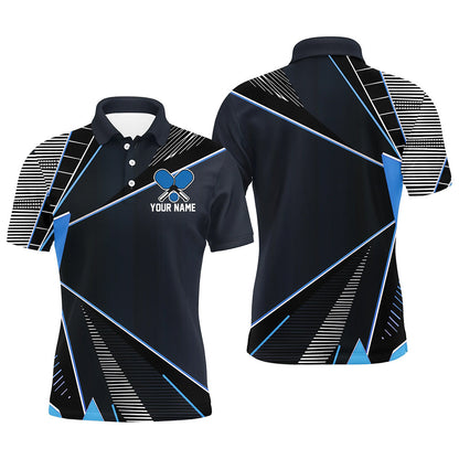 Black And Blue Personalized Pickleball Jerseys For Men, Pickleball Polo Shirts Uniform IPHW6924