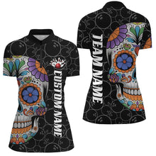 Load image into Gallery viewer, Custom Sugar Skull Ladies Bowling Shirts, Halloween Bowling Team Shirts Bowlers Outfits IPHW7426