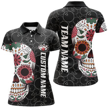 Load image into Gallery viewer, Custom Sugar Skull Ladies Bowling Shirts, Halloween Bowling Team Shirts Bowlers Outfits IPHW7427