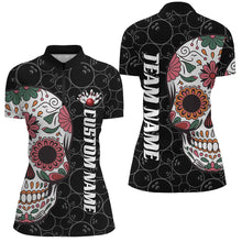 Load image into Gallery viewer, Custom Sugar Skull Ladies Bowling Shirts, Halloween Bowling Team Shirts Bowlers Outfits IPHW7427