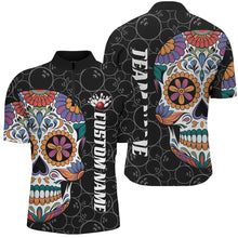 Load image into Gallery viewer, Custom Sugar Skull Bowling Shirts For Men, Halloween Bowling Team Shirts Bowlers Outfits IPHW7428