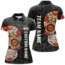 Load image into Gallery viewer, Custom Sugar Skull Ladies Bowling Shirts, Halloween Bowling Team Shirts Bowlers Outfits IPHW7429