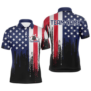 Dripping American Flag Custom Patriotic US Bowling Shirts For Men, Vintage Bowling Team Shirt IPHW7711