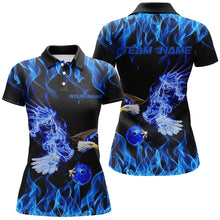 Load image into Gallery viewer, Blue Flame Eagle Custom Bowling Team Shirts For Women, Fire Bowling Shirt Bowler Outfit IPHW7945