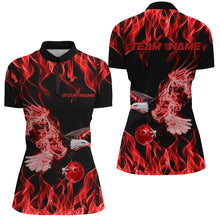 Load image into Gallery viewer, Red Flame Eagle Custom Bowling Team Shirts For Women, Fire Bowling Shirt Bowler Outfit IPHW7946