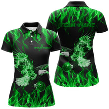 Load image into Gallery viewer, Green Flame Eagle Custom Bowling Team Shirts For Women, Fire Bowling League Shirt IPHW7947