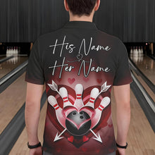 Load image into Gallery viewer, Custom Valentine Bowling Heart And Arrow Polo Shirts For Men, Couple Bowling Outfits IPHW8368