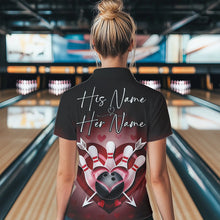 Load image into Gallery viewer, Custom Valentine Bowling Heart And Arrow Polo Shirts For Women, Couple Bowling Outfits IPHW8368