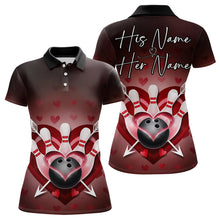 Load image into Gallery viewer, Custom Valentine Bowling Heart And Arrow Polo Shirts For Women, Couple Bowling Outfits IPHW8368