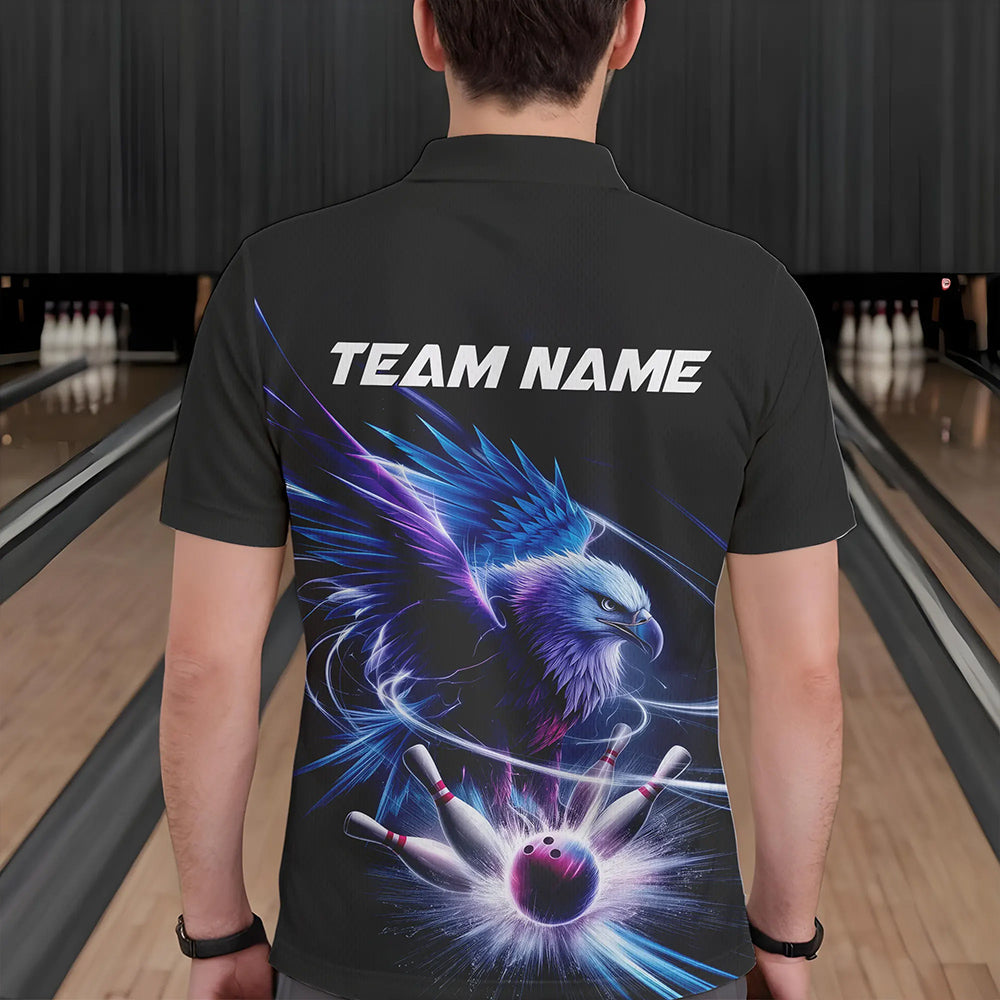 Custom Eagle Bowling Team Polo Shirts For Men, Eagle Bowling Tournament Shirt Bowler Outfit IPHW8560