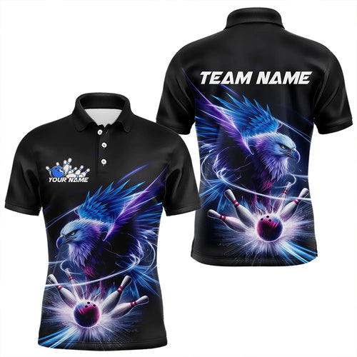 Custom Eagle Bowling Team Polo Shirts For Men, Eagle Bowling Tournament Shirt Bowler Outfit IPHW8560