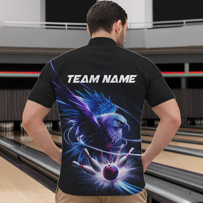 Custom Eagle Bowling Team Quarter-Zip Shirts For Men, Eagle Bowling Tournament Shirt Bowler Outfit IPHW8560