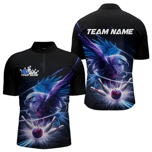 Custom Eagle Bowling Team Quarter-Zip Shirts For Men, Eagle Bowling Tournament Shirt Bowler Outfit IPHW8560