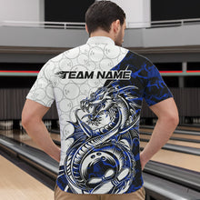 Load image into Gallery viewer, Custom Blue Camo Dragon Bowling Tattoo Men Quarter-Zip Shirts, Dragon Bowling League Team Shirt IPHW8884