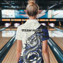 Load image into Gallery viewer, Custom Blue Camo Dragon Bowling Tattoo Women Quarter-Zip Shirt, Dragon Bowling League Shirt IPHW8884