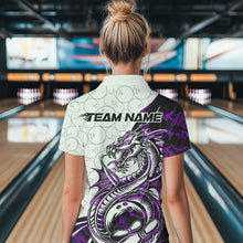 Load image into Gallery viewer, Custom Purple Camo Dragon Bowling Tattoo Women Polo Shirt, Dragon Bowling League Team Shirt IPHW8885