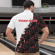 Load image into Gallery viewer, Custom Red Flame Bowling Men Quarter-Zip Team Shirt, Bowling League Shirt Bowlers Outfit IPHW11268