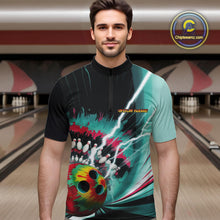 Load image into Gallery viewer, Custom Colorful Tie Dye Bowling Quarter-Zip Shirts For Men, Rainbow Bowlers Outfit IPHW9117